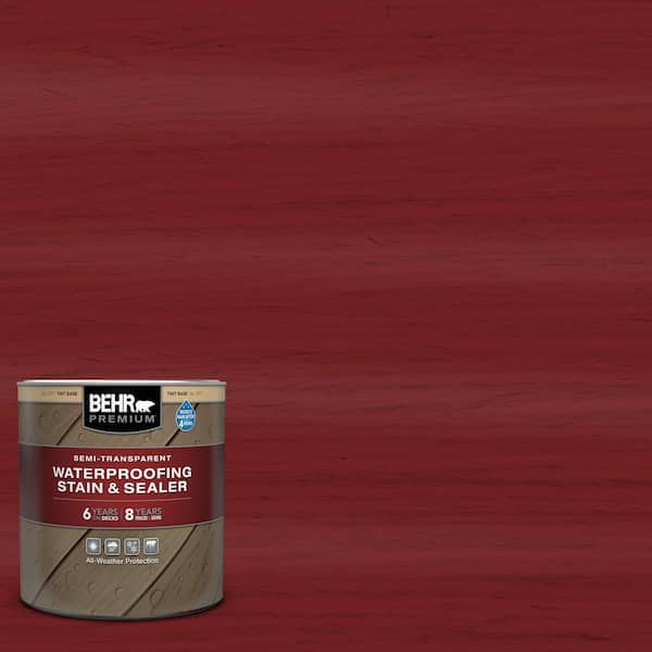BEHR PREMIUM 1 qt. #ST-112 Barn Red Semi-Transparent Waterproofing Exterior Wood Stain and Sealer