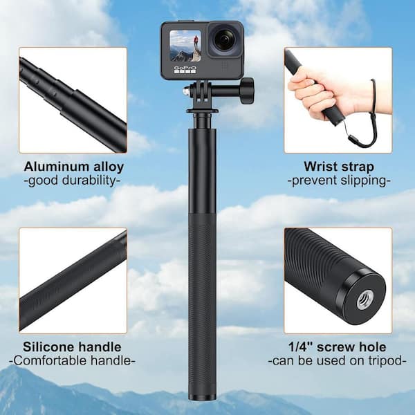 Smatree DS1S Bastone per selfie telescopico palmare interamente in lega di alluminio compatibile con GoPro Hero10/9/8/7/6/5/4/3/3+ e altre action cam Smatree DS1S Bastone per selfie telescopico palmare interamente in lega di alluminio compatibile con GoPro Hero10/9/8/7/6/5/4/3/3+ e altre action cam