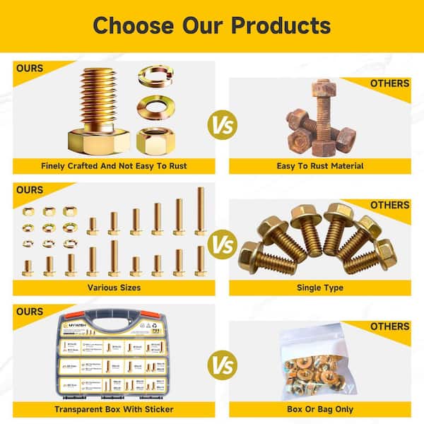 940PCS M4 M5 M6 M8 Flange Metric Bolt Kits with Nuts, Washers