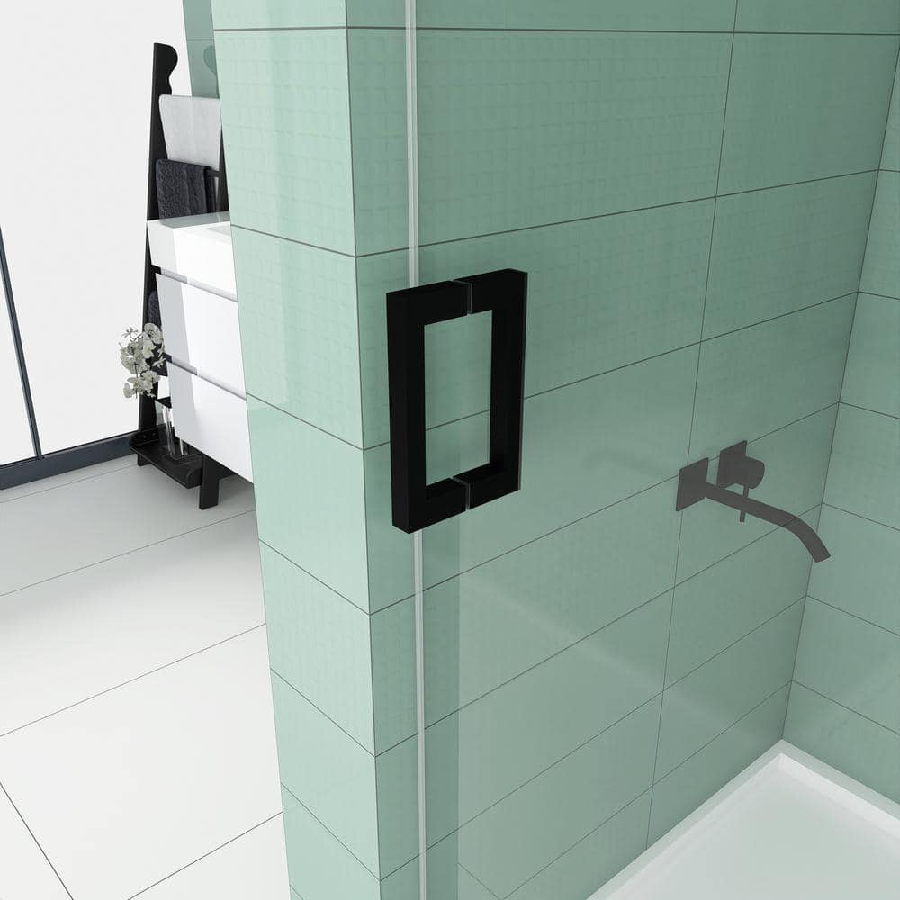 Matte Black Frameless Sliding Shower Door with Clear Tempered Glass