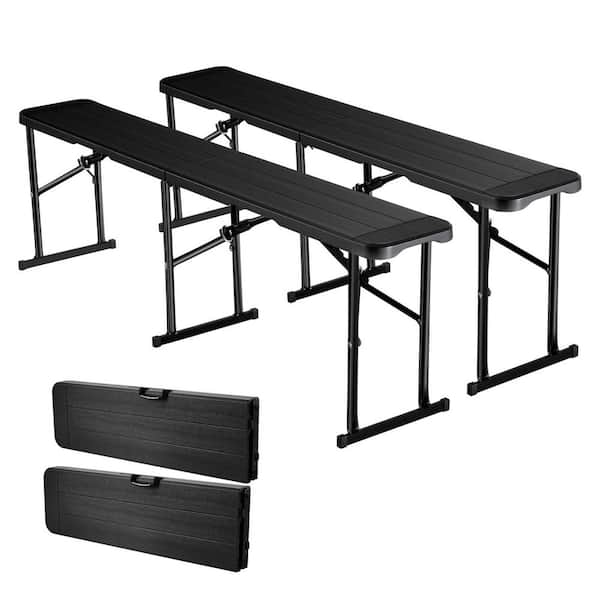 Plastic Folding Bench, 6 ft. Portable for Picnic Party Camping Dining, Foldable Smooth HDPE Seat, 2-Pack 2025-update