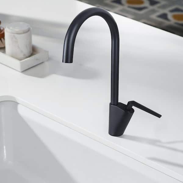 Single Handle Single Hole 8 in. H Standard Kitchen Faucet Sink Faucet in Matte Black