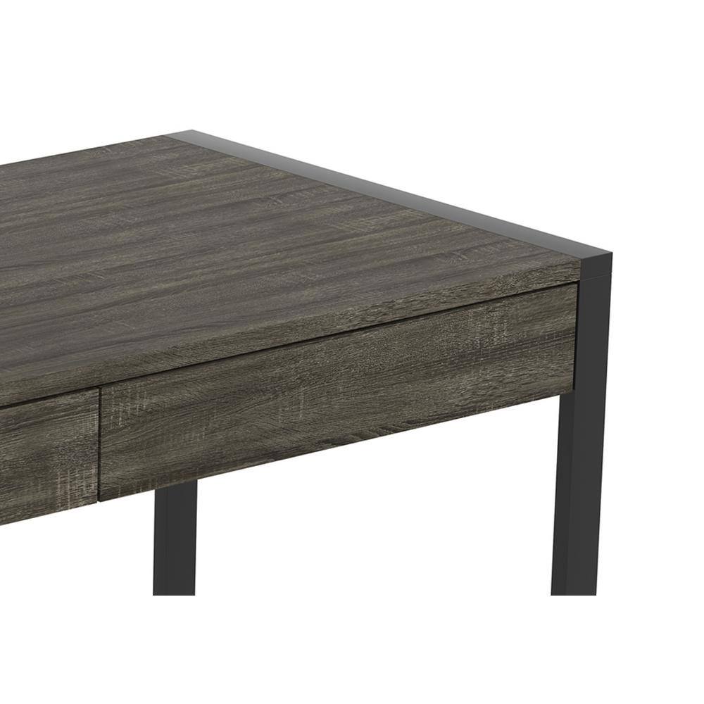 Modern Industrial Dark Grey Wood Computer Desk with Drawers