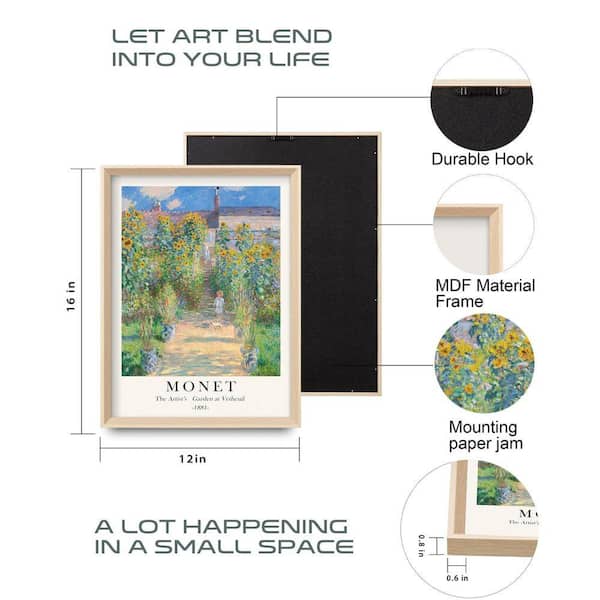 Monet Impressionism 3 Piece Framed Poster 16 in. x 12 in. TN0471
