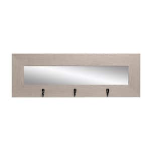 32.5 in. W x 10.5 in. H Gray Framed Wall Mirror with Hooks