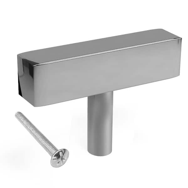 Pyramid Home Decor Brizza Series 2 in. (50 mm) Silver Satin Solid Brass Square T-Bar Cabinet Knob (10-Pack)