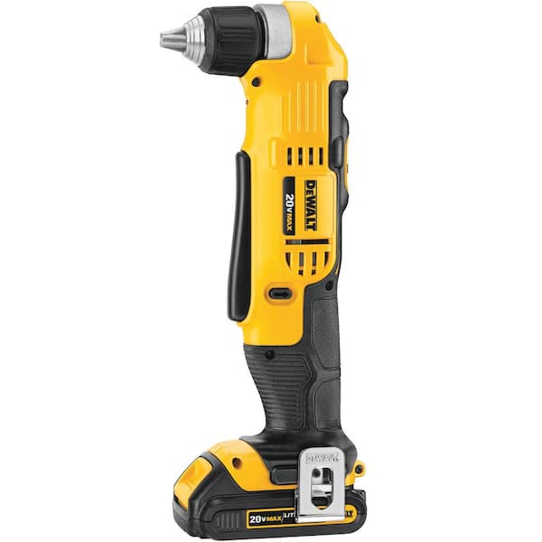 DEWALT 20V MAX Cordless 3/8 in. Right Angle Drill/Driver, (1) 20V 1.3Ah Battery, Charger, and Bag
