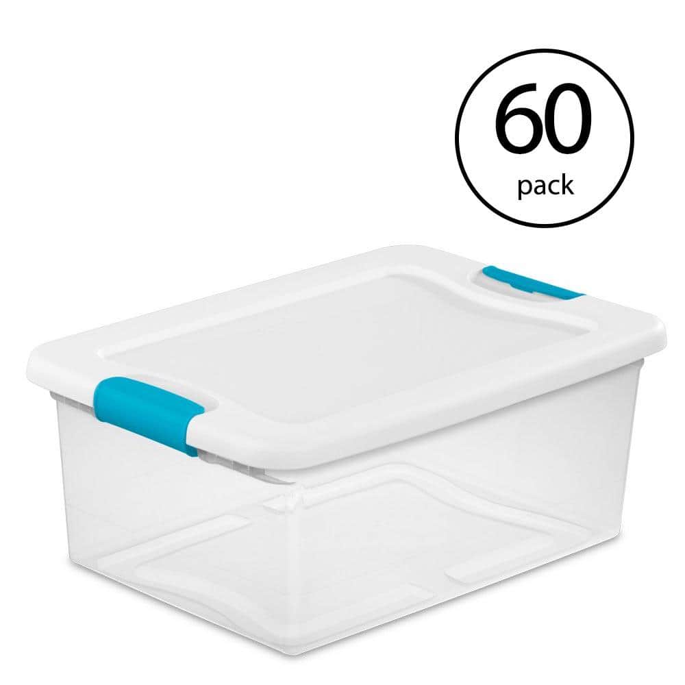 15-Qt. Clear Stackable Latching Storage Box Container (60 Pack)