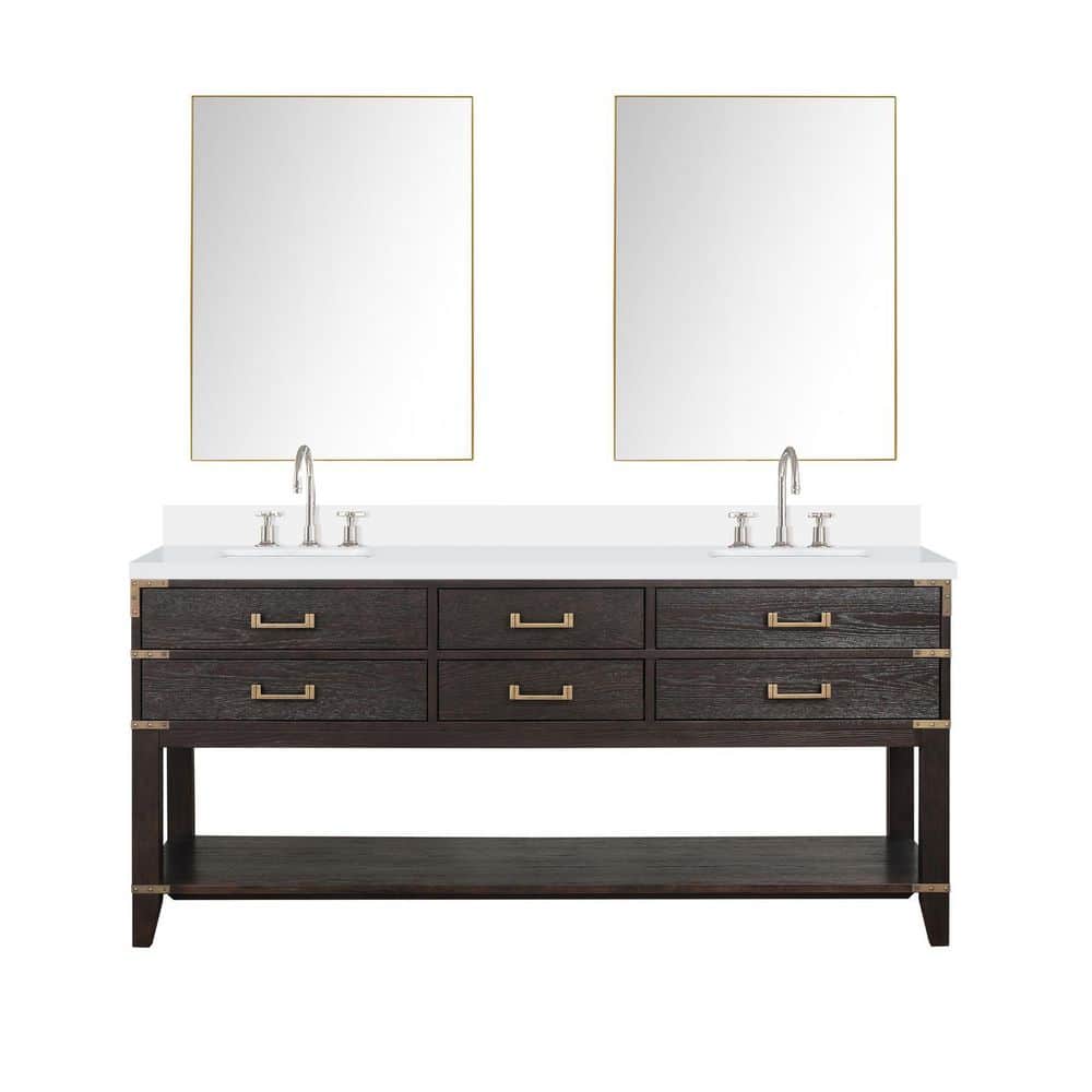 Irvington 72 in W x 22 in D Brown Oak Double Bath Vanity with Cultured Marble Top, Faucet Set, and 34 in Mirrors price history on PriceWatchPro