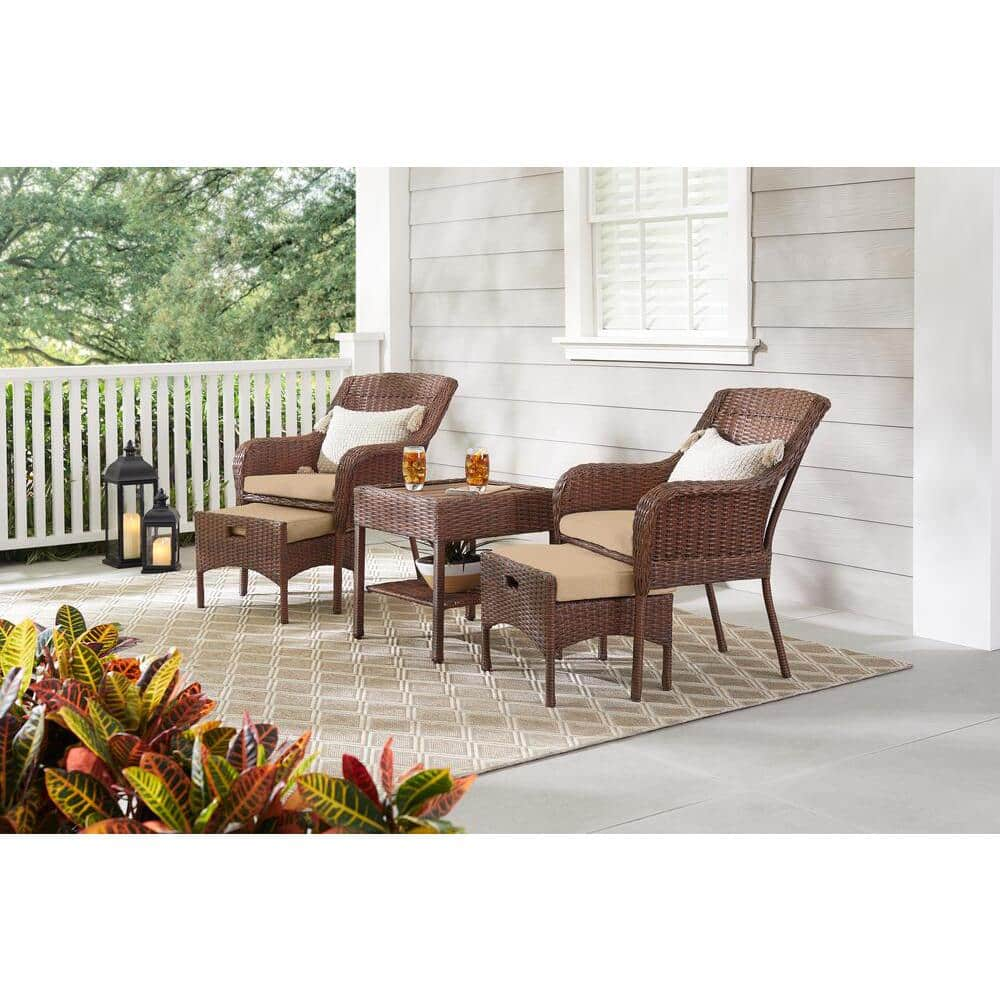 Hampton bay commack brown outlet wicker outdoor bench