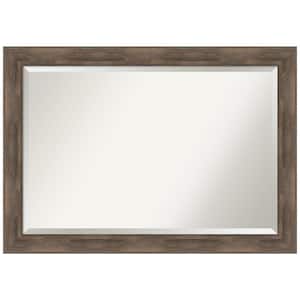 Hardwood Mocha 40.75 in. W x 28.75 in. H Wood Framed Beveled Wall Mirror in Brown