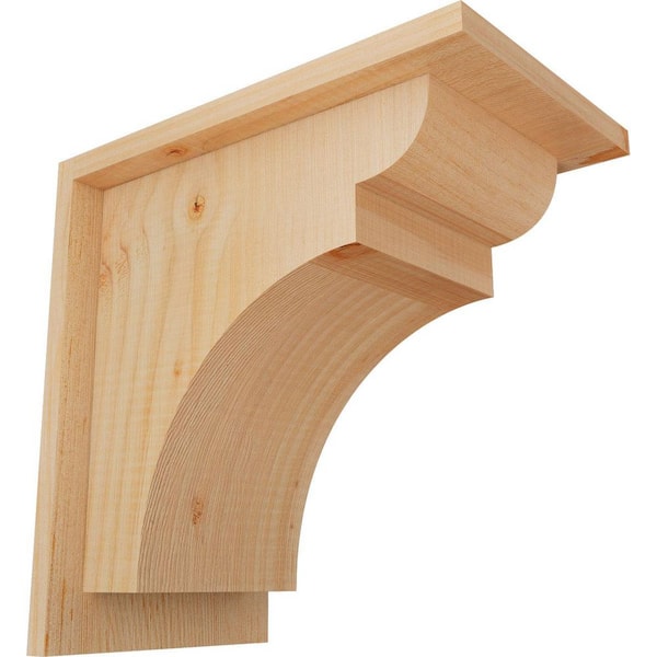 Ekena Millwork 7-1/2 in. x 12 in. x 12 in. Douglas Fir Yorktown Smooth Corbel with Backplate
