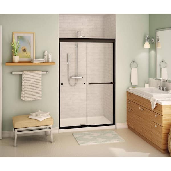 MAAX Aura SC 47 in. x 71 in. Semi-Frameless Sliding Shower Door in Dark Bronze