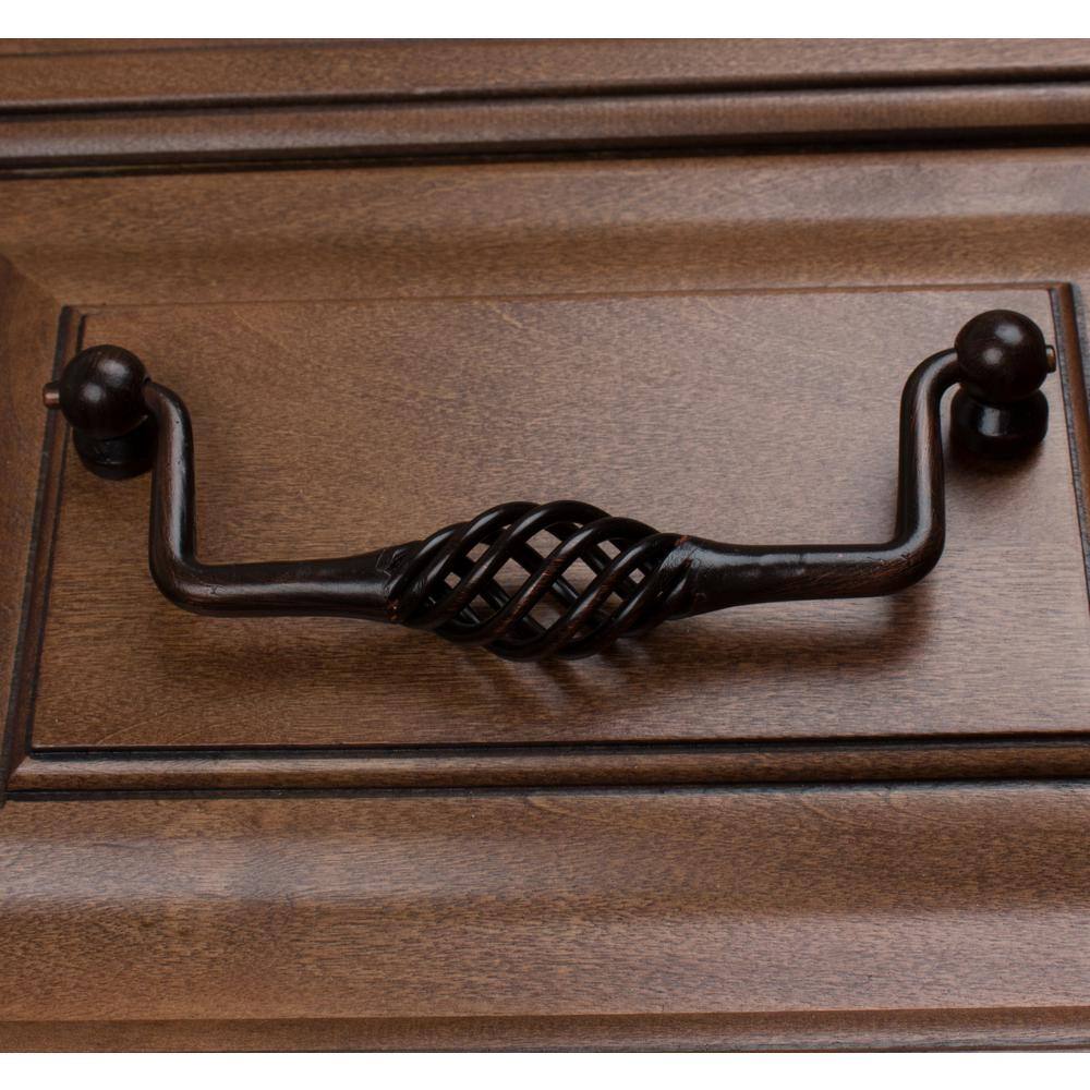 Oil Rubbed Bronze Birdcage Drawer Pull with Mounting Hardware