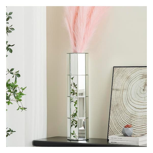 THKSHOUZ 28 in. Silver Glass Cylinder Decorative Vase Floor Vase