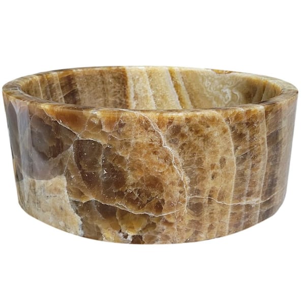 TashMart Cylindrical Natural Stone Vessel Sink in Gold