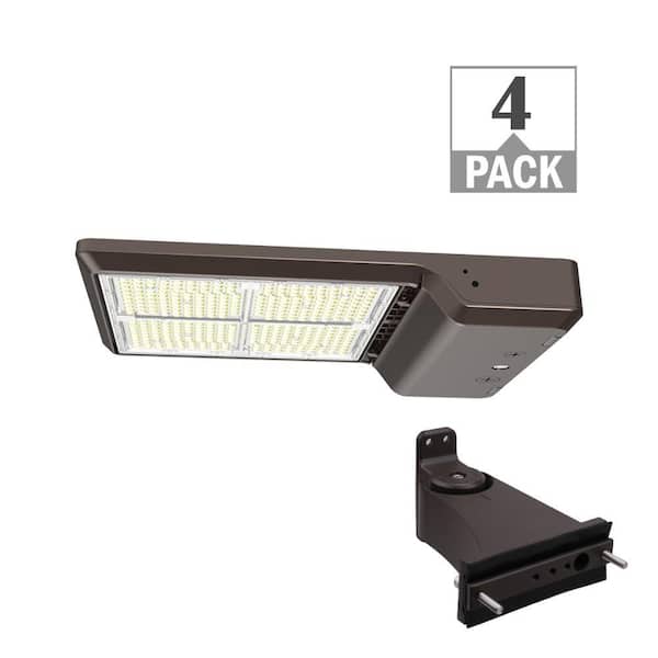 ETI LIGHTING 1000-Watt Equivalent Integrated LED Bronze Area Light Straight Arm Kit 24000-43500lms TYPE 3 Adjust Lumens CCT (4-Pack)