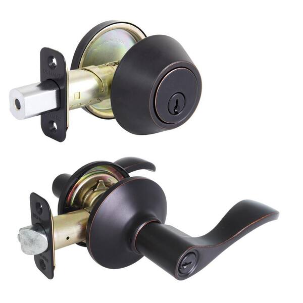 Naples Aged Bronze Entry Lever and Single Cylinder Deadbolt Combo Pack Naples Aged Bronze Entry Lever and Single Cylinder Deadbolt Combo Pack
