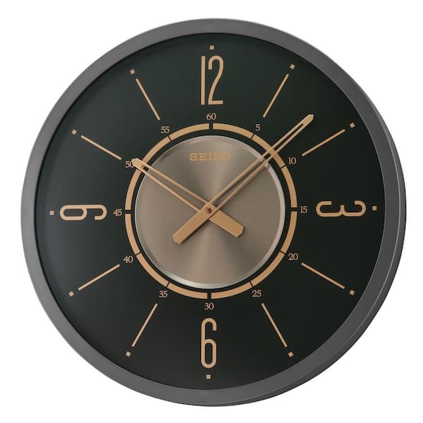 THINK アクリル 置時計 黒/金 Seiko 20 in. Davis Wall Clock QXA759KLH - The Home Depot