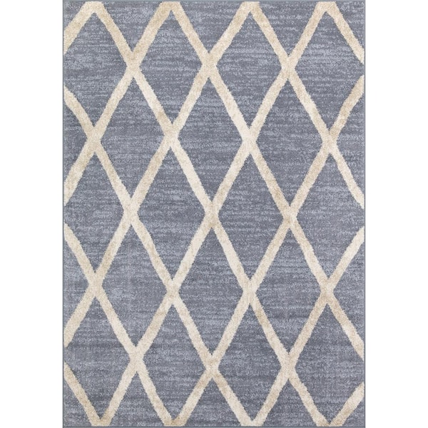 Light Navy Diamond 5 ft. x 7 ft. Indoor Area Rug