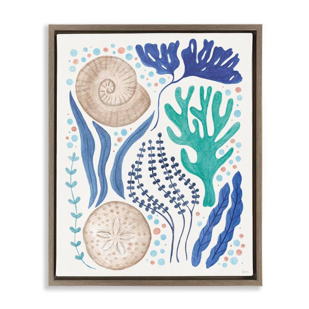 Scattered Marine Life by Veronique Charron Brown Floater Frame Coastal Graphic Art Print 21 in. x 17 in. price history on PriceWatchPro