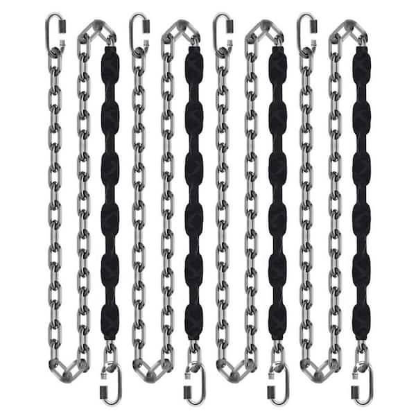 Black Stainless Steel Swing Chains - 4-Pack with Quick Connection Buckles, Heavy Duty Hardware for Indoor & Outdoor Use