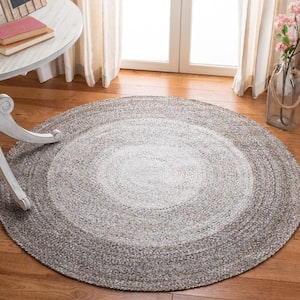 Braided Brown/Beige 10 ft. x 10 ft. Round Solid Area Rug