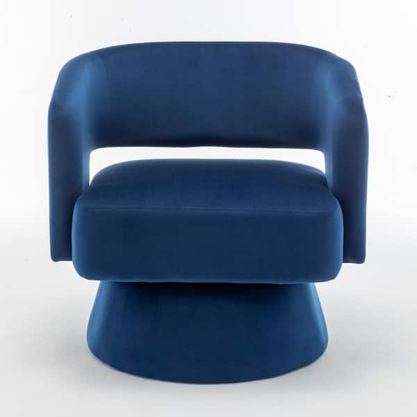 Zeus & Ruta Blue Velvet Outdoor Lounge Chair, Swivel Barrel Chair with 360 Degree Swivel for Living Room Bedroom Reception Room