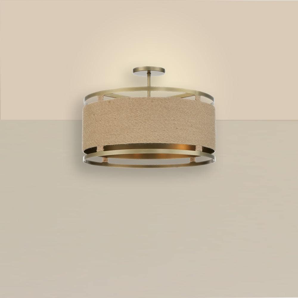 Windward Passage Soft Brass 4-Light Semi-Flush Drum Ceiling Light