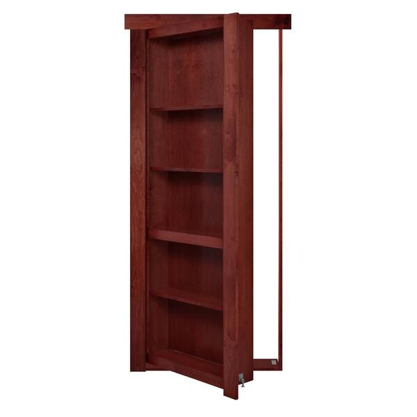 The Murphy Door 32 in. x 80 in. Flush Mount Assembled Maple Cherry Stained Universal Solid Core Interior Bookcase Door