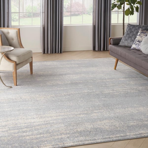 Nourison Essentials Grey Beige 9 ft. x 12 ft. Abstract Contemporary Area Rug