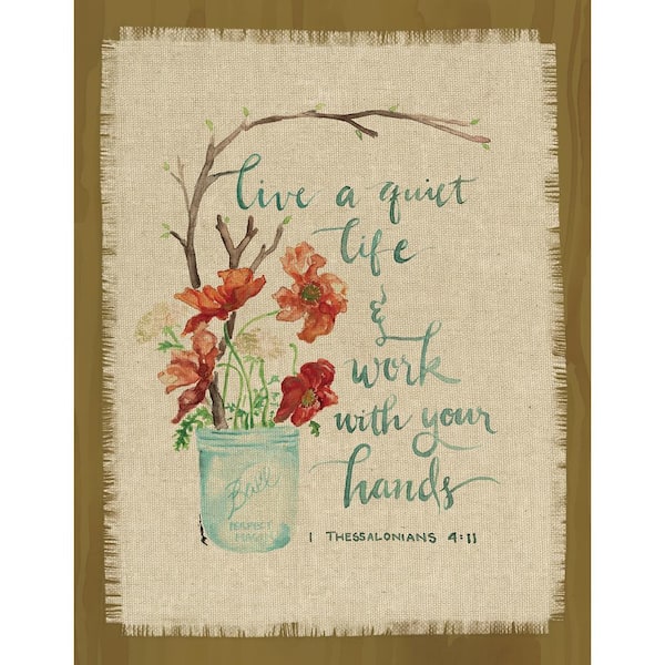 CARPENTREE INC GraceLaced for Carpentree "Live a Quiet Life" 1 Thessalonians 4:11" Printed Fringe Canvas on Wood Plaque