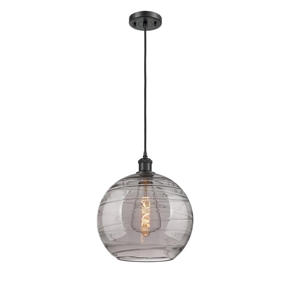 Athens Deco Swirl 100-Watt 1-Light Matte Black Standard Mini Pendant Light with Painted Glass Shade, No Bulbs Included price history on PriceWatchPro