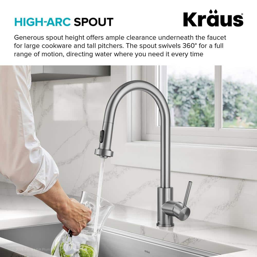 Stainless Steel Single Handle Pull Down Kitchen Faucet with Spray