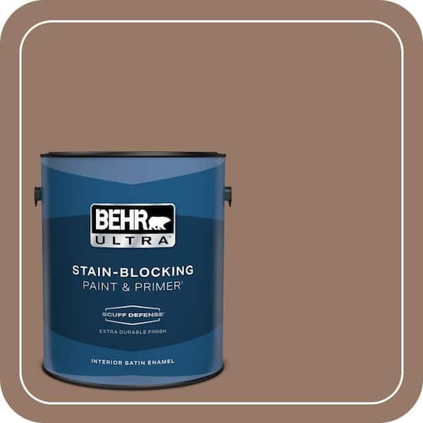 BEHR ULTRA 1 gal. #BXC-73 True Walnut Extra Durable Satin Enamel Interior Paint & Primer