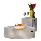 Aidan 39 in. x 11.47 in. Round MGO Gas Fire Pit Table in Light Grey 50,000 BTU with Tank Holder