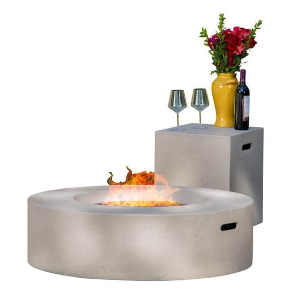 Round Mgo Gas Fire Pit Table, Internal Tank Fire Pit