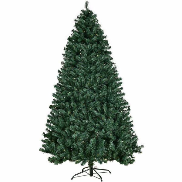 Costway 7.5 ft. PreLit Hinged PVC Artificial Christmas Tree with 400LED Lights and Stand