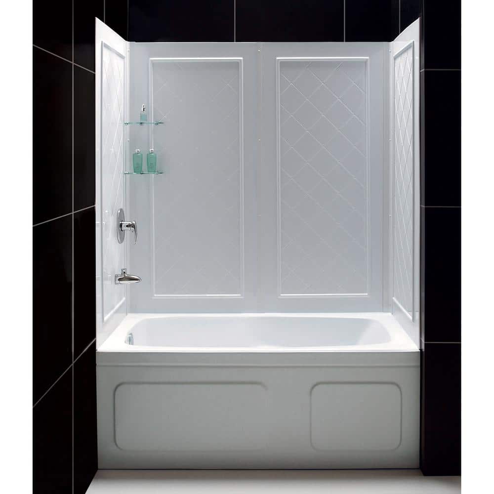 Infinity-Z 60" Matte Black and White Sliding Shower Kit