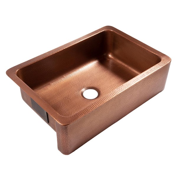 Adams 33 in. Farmhouse Apron Front Undermount Single Bowl 16 Gauge Antique Copper Kitchen Sink