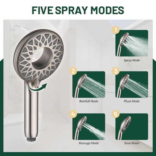 Magnetic 2-in-1 7-Spray Adjustable Dual Shower Heads Wall Mount Fixed and Handheld Shower Head 1.8 GPM in Nickel