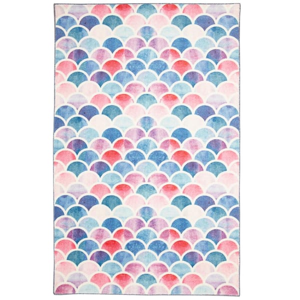 Mohawk Home Mermaid Scales Pink 5 ft. x 8 ft. Whimsical Area Rug