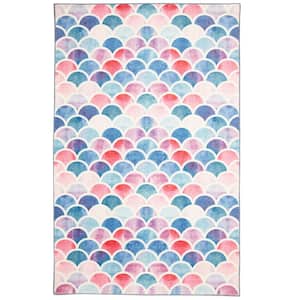 Mermaid Scales Pink 8 ft. x 10 ft. Whimsical Area Rug