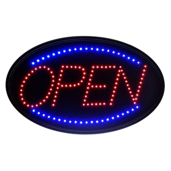 Alpine Industries 23 in. x 14 in. LED Oval Open Sign with Hanging