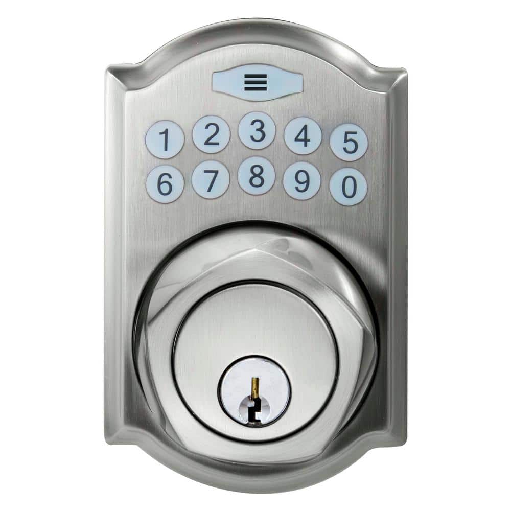 Castle Satin Nickel Single Cylinder Spin-To-Lock Electronic Keypad Deadbolt