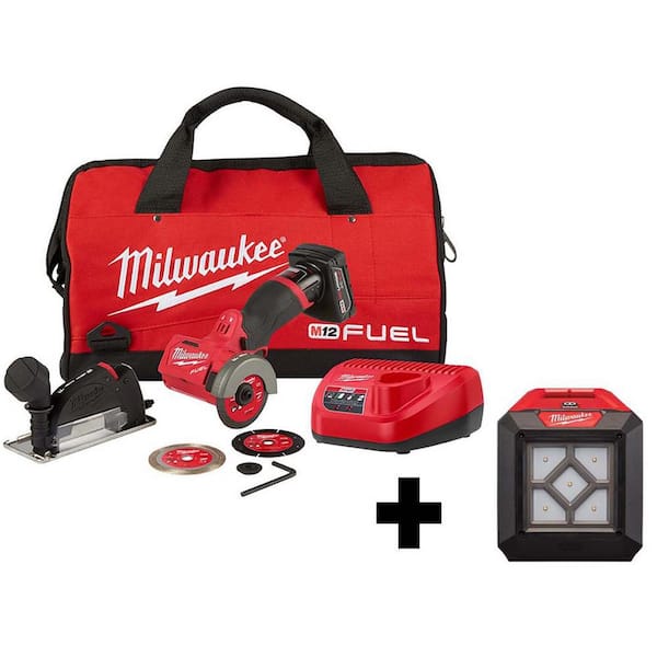 Milwaukee M12 FUEL 12V 3 in. Lithium-Ion Brushless Cordless Cut Off Saw Kit with M12 Flood Light