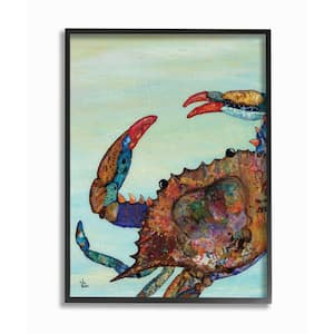 "Colorful Crab on Sand Aquatic Animal Painting" by Lisa Morales Framed Animal Wall Art Print 24 in. x 30 in.