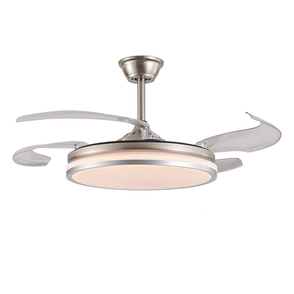 42 in. Nickel Modern LED Ceiling Fan with Light 2-Tier Retractable with Remote Control 6-Speed for Bedroom Living Room price history on PriceWatchPro