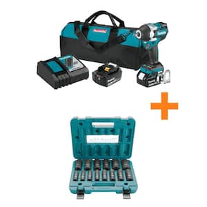 18V LXT Brushless Cordless 1/2 in. Impact Wrench Kit w/Detent Anvil, 5.0Ah with 1/2 in. Impact Socket Set