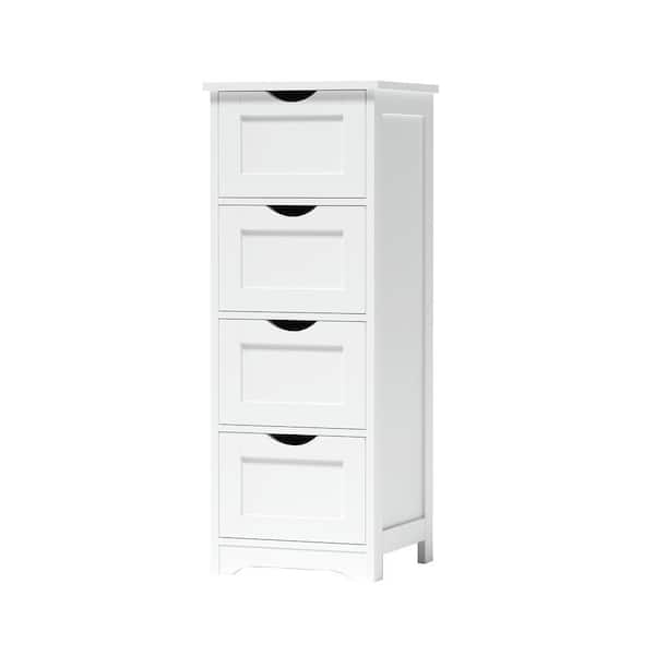Tileon 13 in. W x 12 in. D x 32 in. H White Wood Linen Cabinet, 4-Drawer Storage Cabinet for Bathroom, Bedroom, Living Room